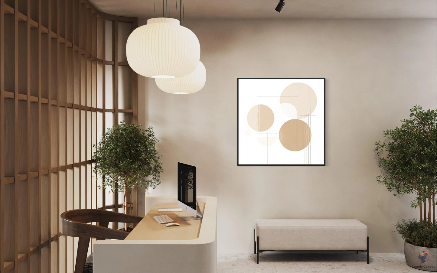 Modern Minimalist Abstract Art with Geometric Shapes in Mute | Modern Digital Wall Art CognitiCanvas