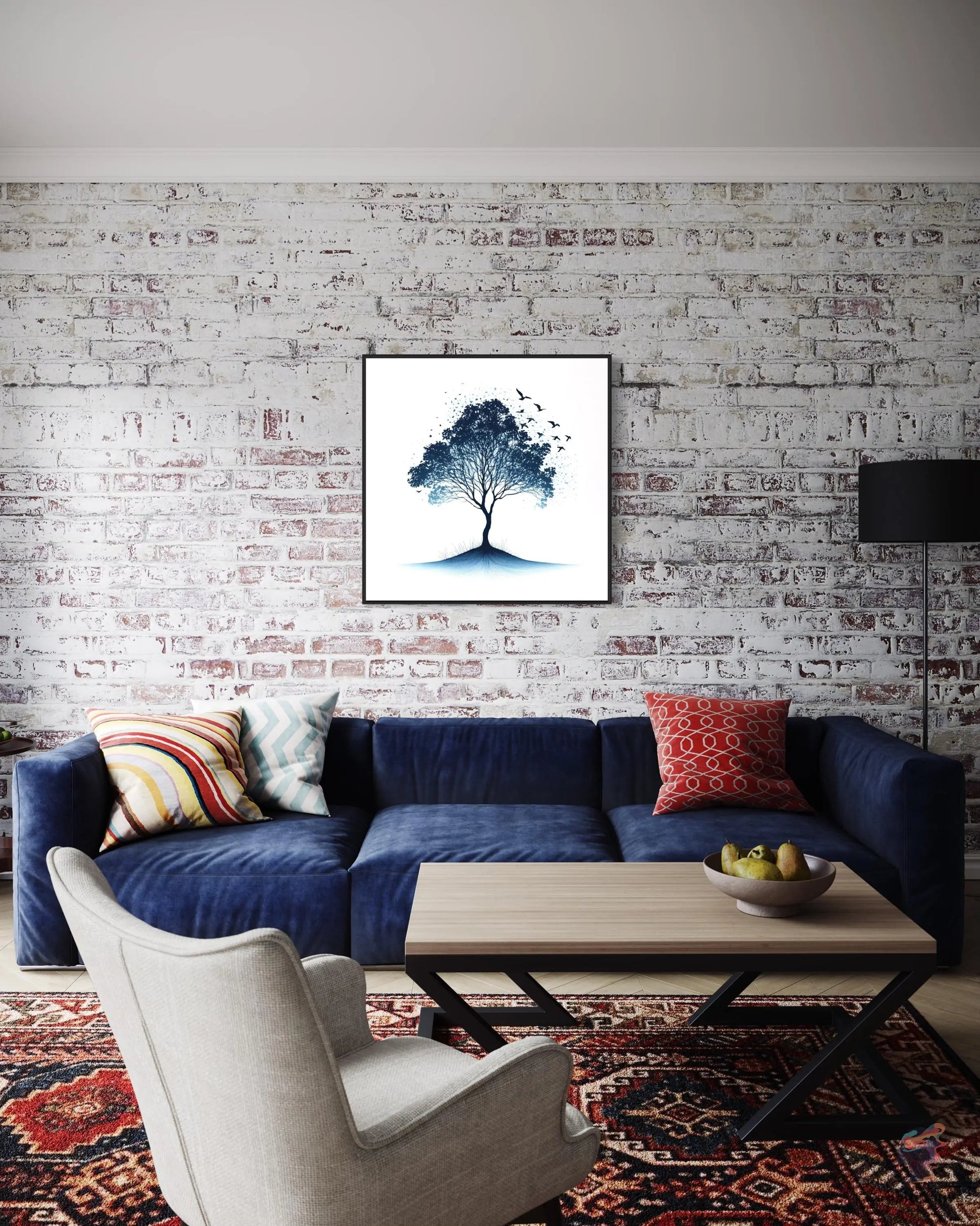 Nature Line Art | Elegant Tree with Birds Digital Print CognitiCanvas