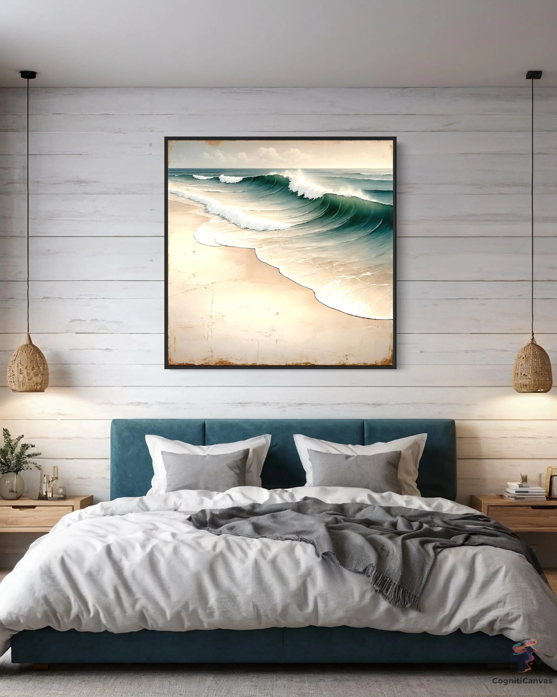 Neutral Beach Tones Art | Coastal Waves Digital Print" CognitiCanvas