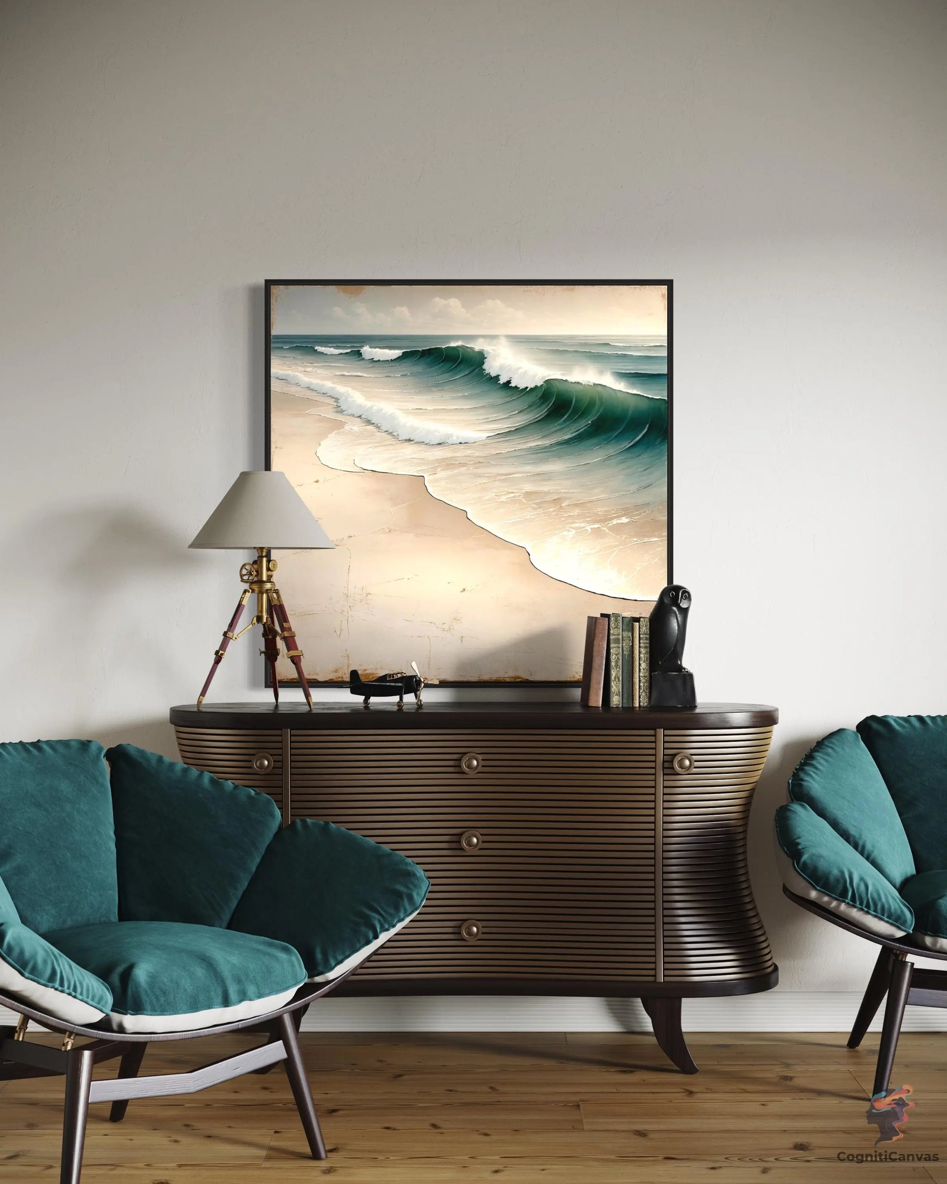 Neutral Beach Tones Art | Coastal Waves Digital Print" CognitiCanvas