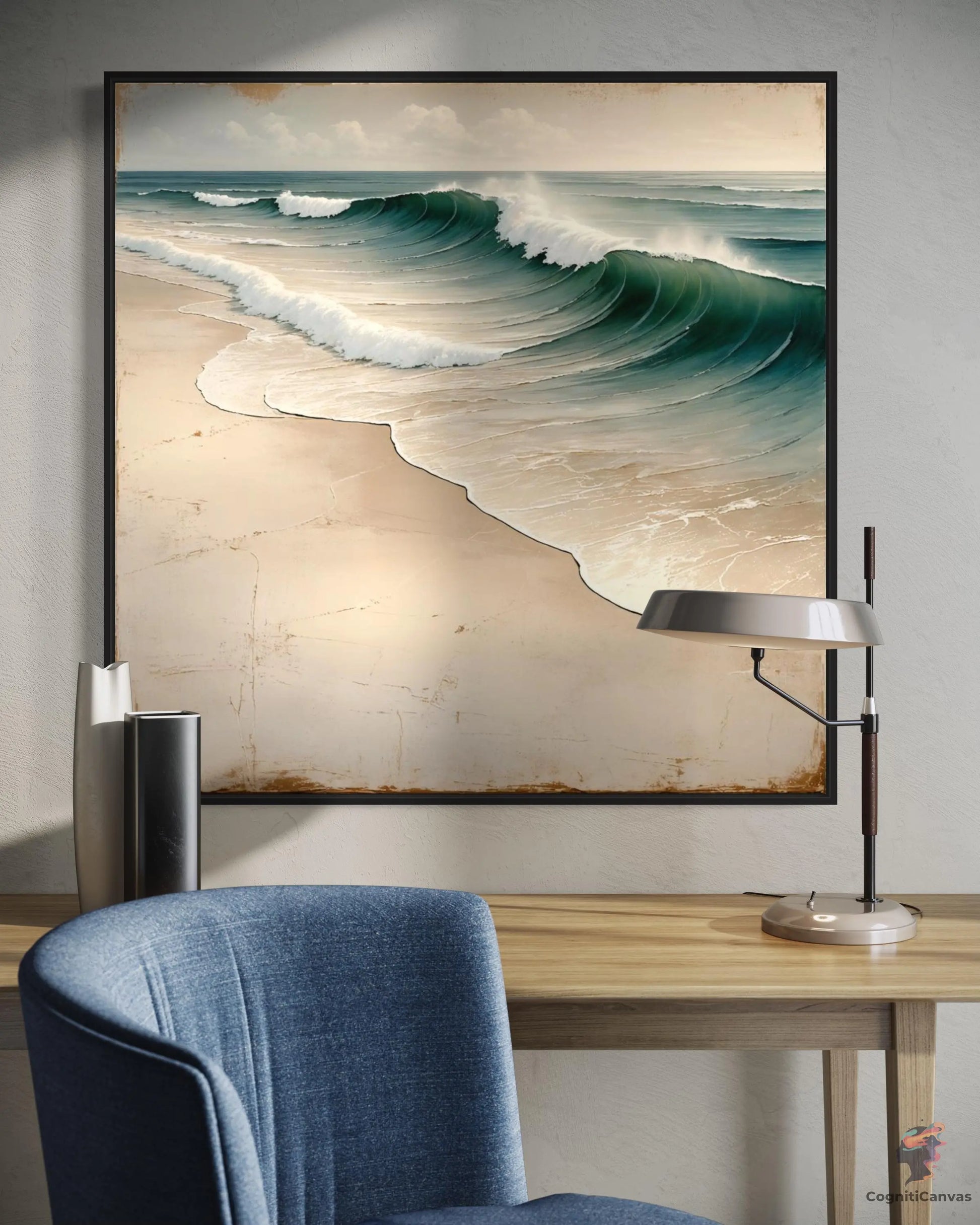 Neutral Beach Tones Art | Coastal Waves Digital Print" CognitiCanvas