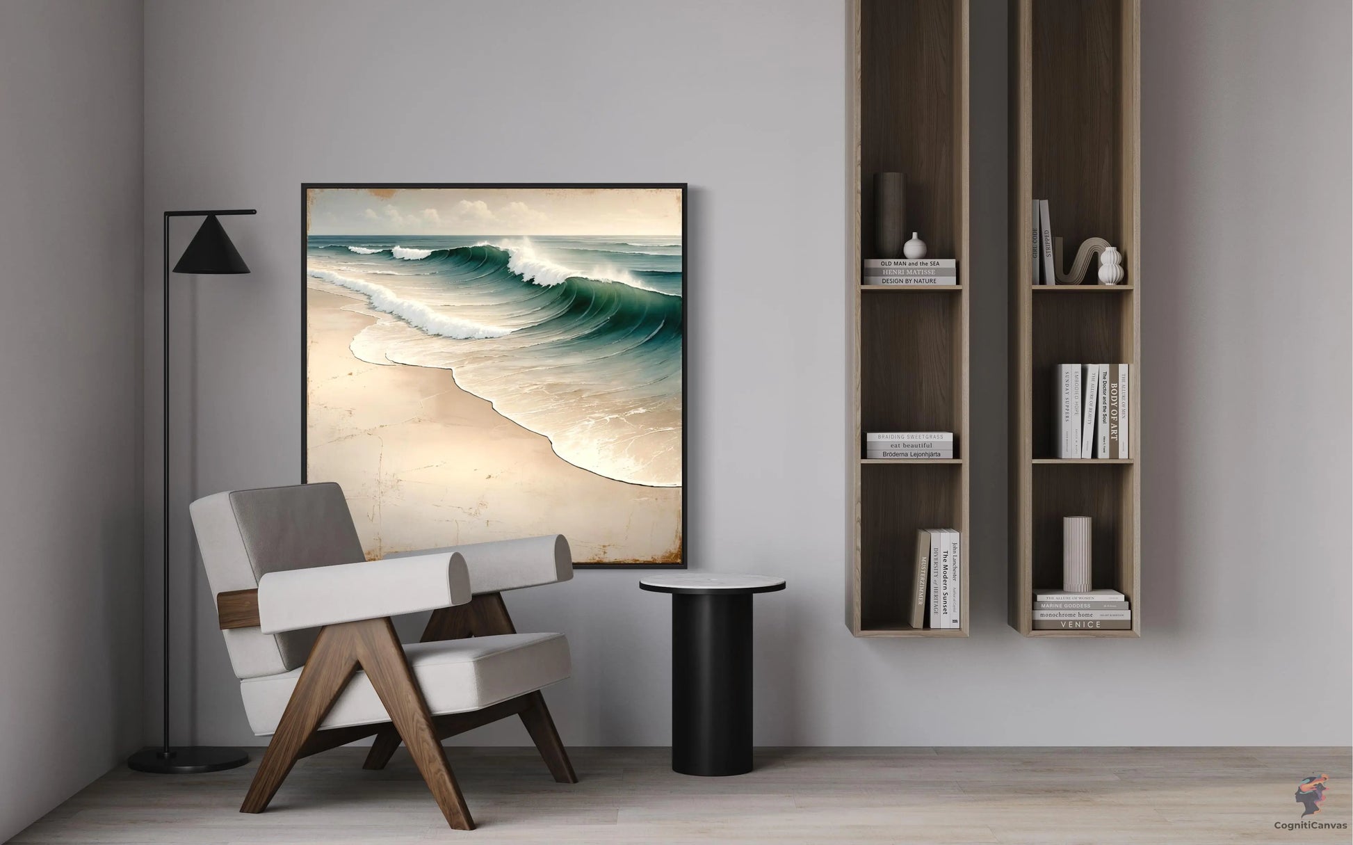 Neutral Beach Tones Art | Coastal Waves Digital Print" CognitiCanvas