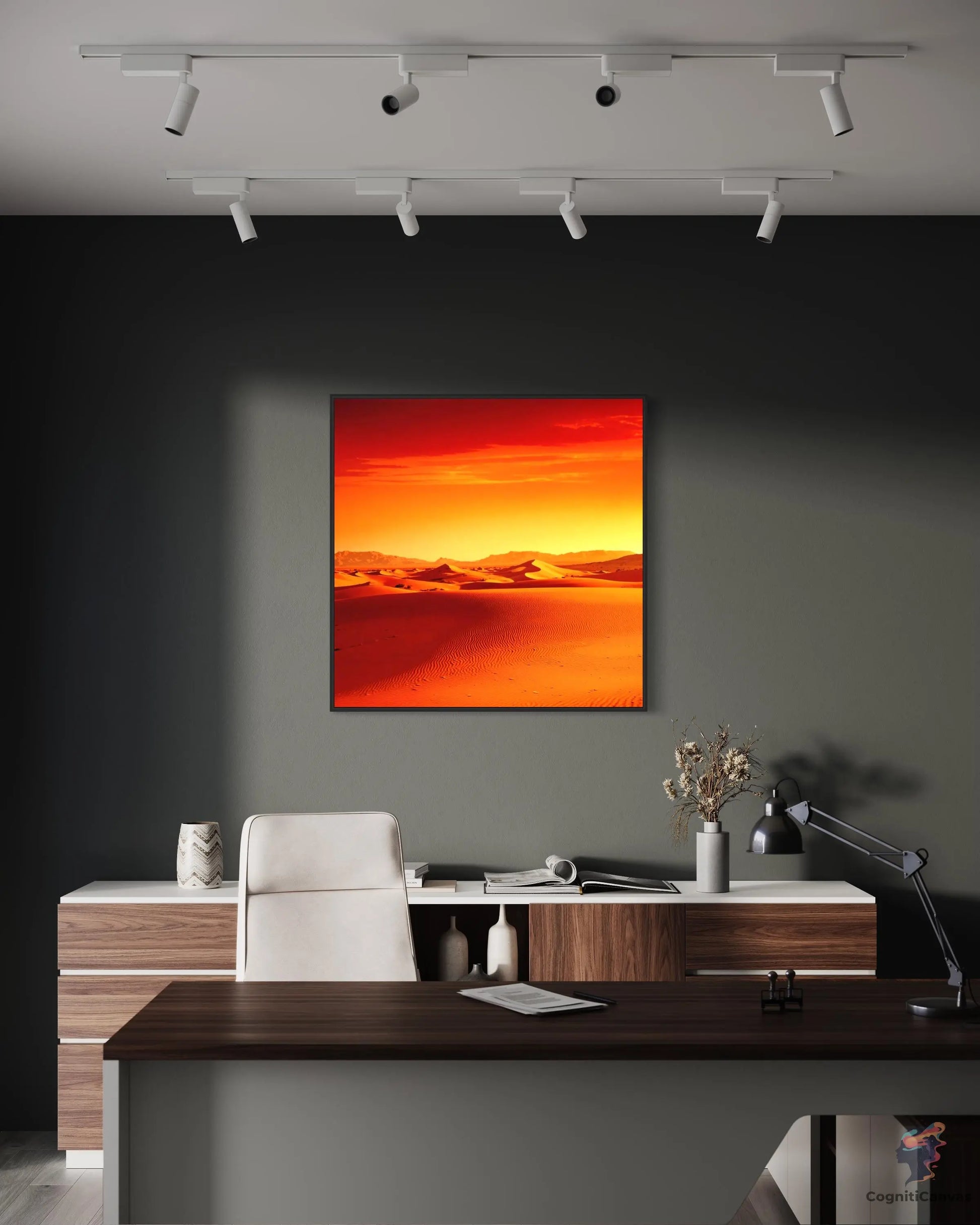 Premium Photorealistic Desert Sunset Art - Detailed Shadows | Modern Digital Wall Art CognitiCanvas