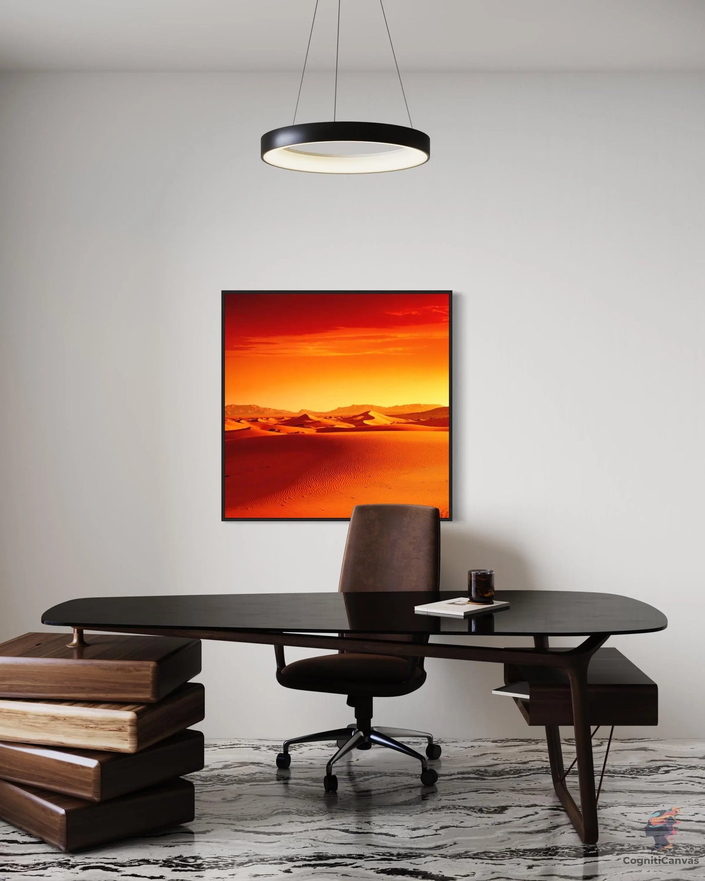 Premium Photorealistic Desert Sunset Art - Detailed Shadows | Modern Digital Wall Art CognitiCanvas