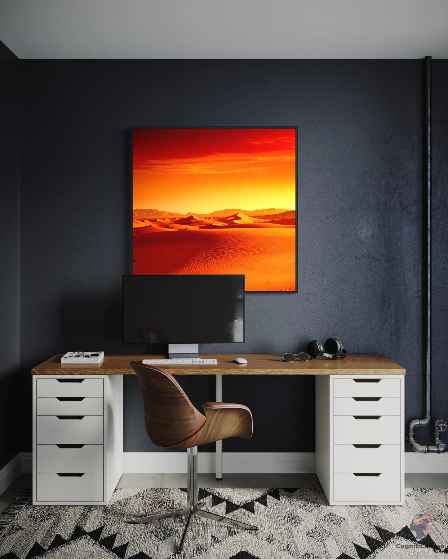 Premium Photorealistic Desert Sunset Art - Detailed Shadows | Modern Digital Wall Art CognitiCanvas