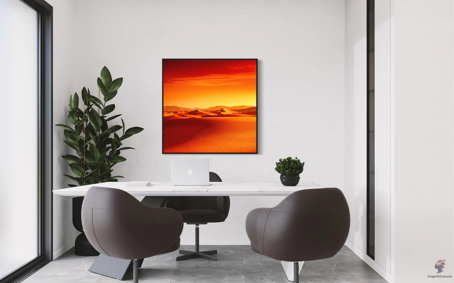 Premium Photorealistic Desert Sunset Art - Detailed Shadows | Modern Digital Wall Art CognitiCanvas