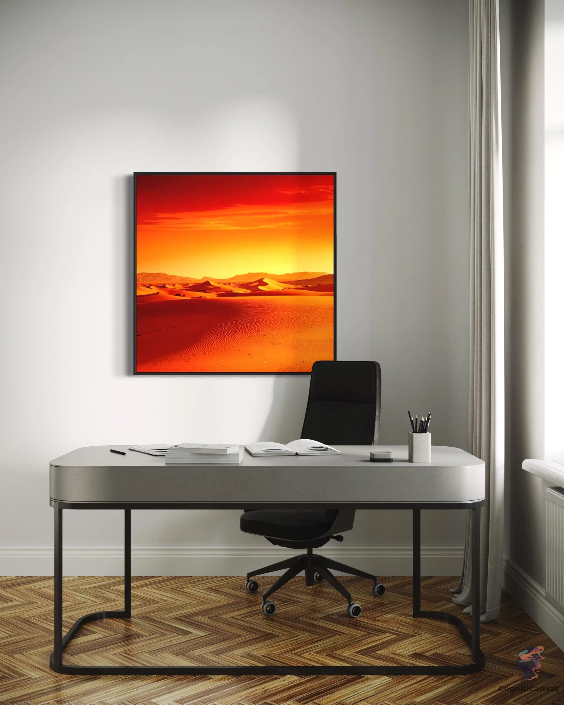 Premium Photorealistic Desert Sunset Art - Detailed Shadows | Modern Digital Wall Art CognitiCanvas