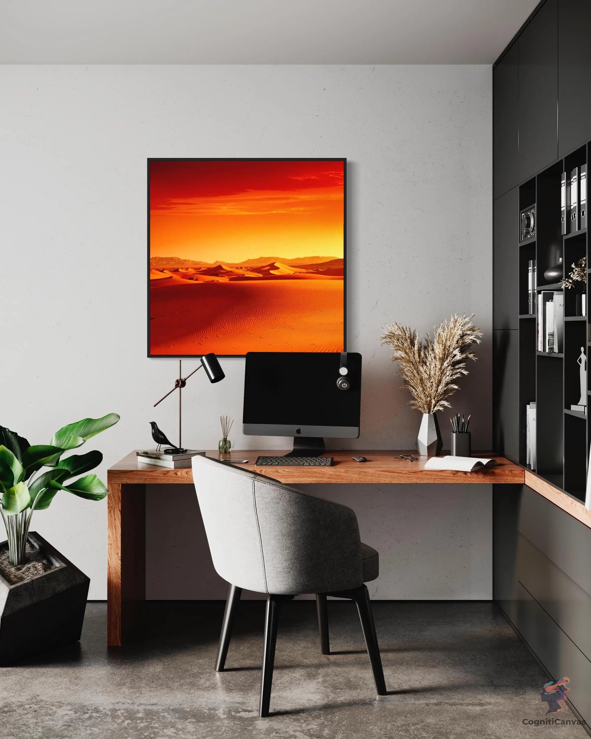 Premium Photorealistic Desert Sunset Art - Detailed Shadows | Modern Digital Wall Art CognitiCanvas