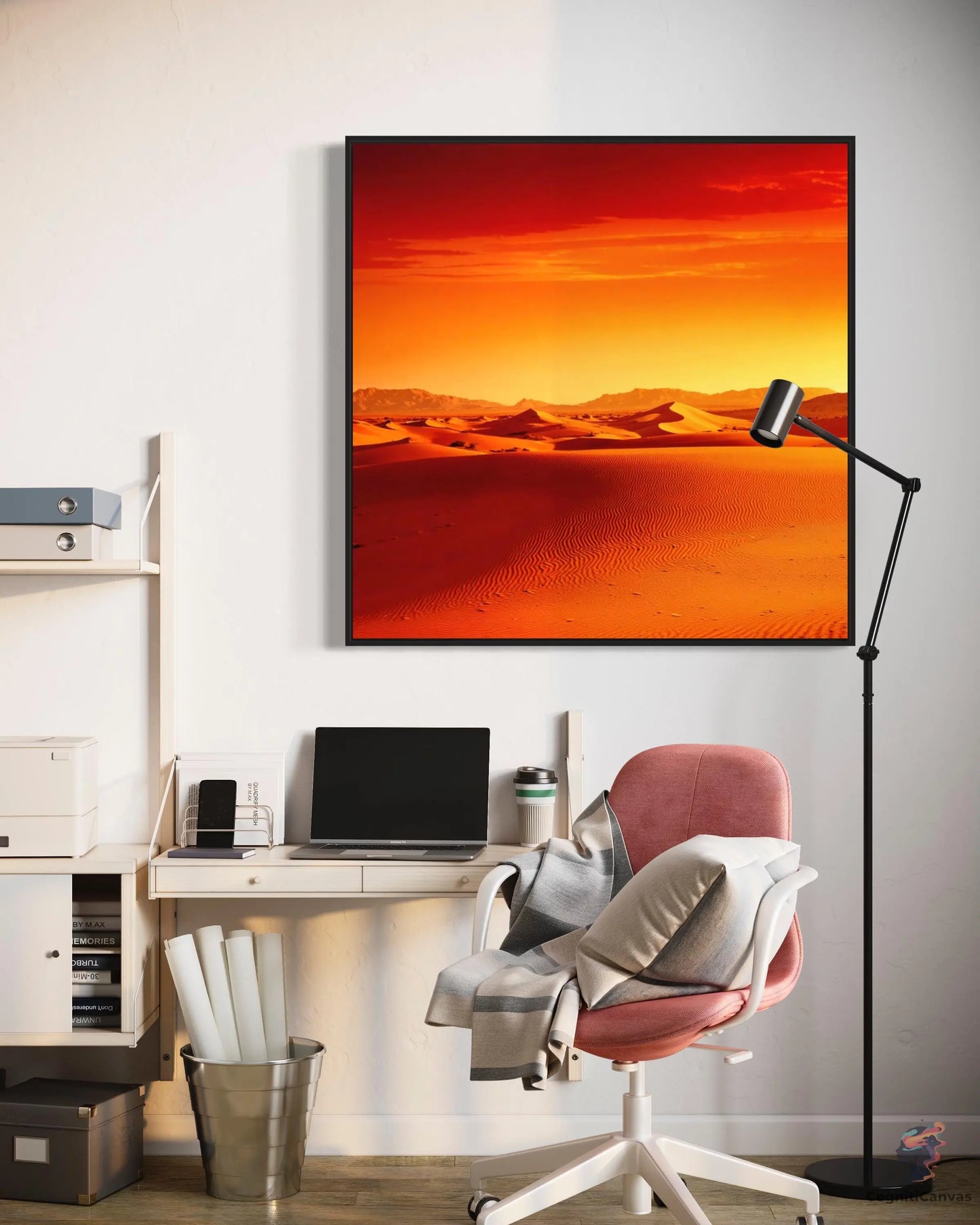 Premium Photorealistic Desert Sunset Art - Detailed Shadows | Modern Digital Wall Art CognitiCanvas