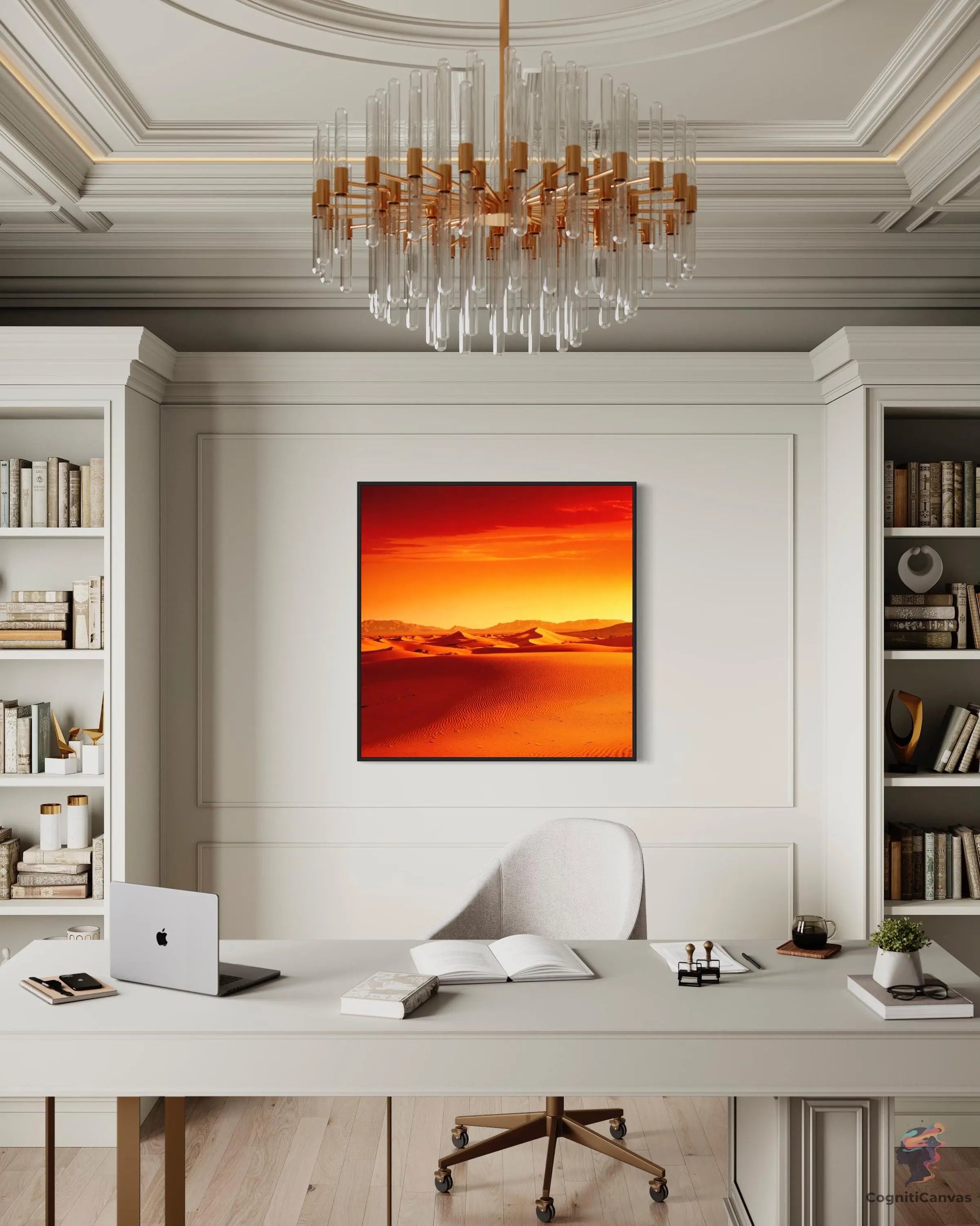 Premium Photorealistic Desert Sunset Art - Detailed Shadows | Modern Digital Wall Art CognitiCanvas