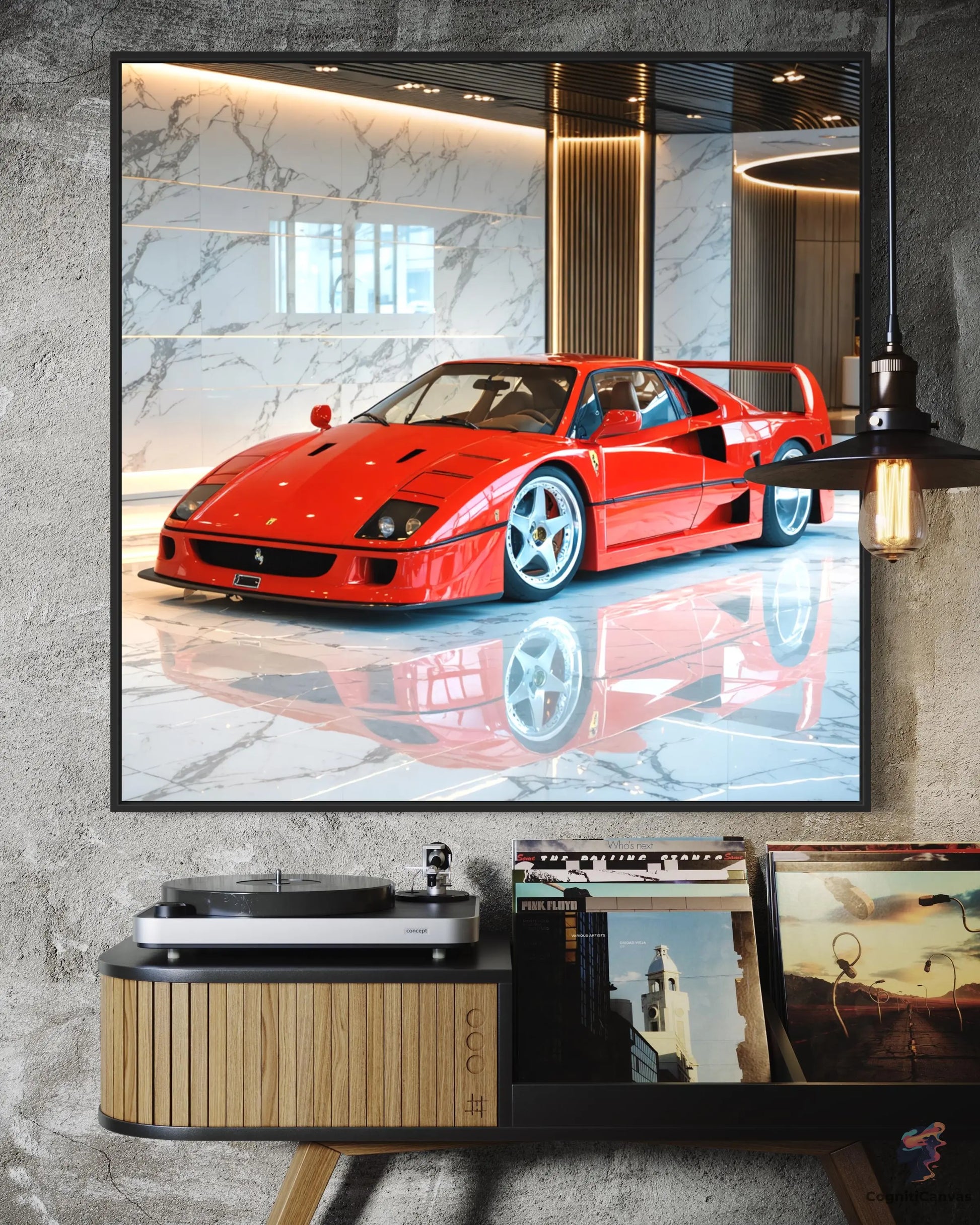 Red Ferrari F40 Digital Art - AI-Generated Supercar Wall Decor CognitiCanvas