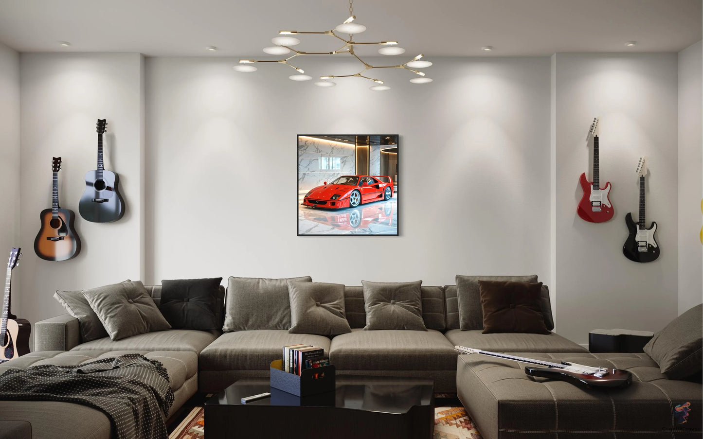 Red Ferrari F40 Digital Art - AI-Generated Supercar Wall Decor CognitiCanvas