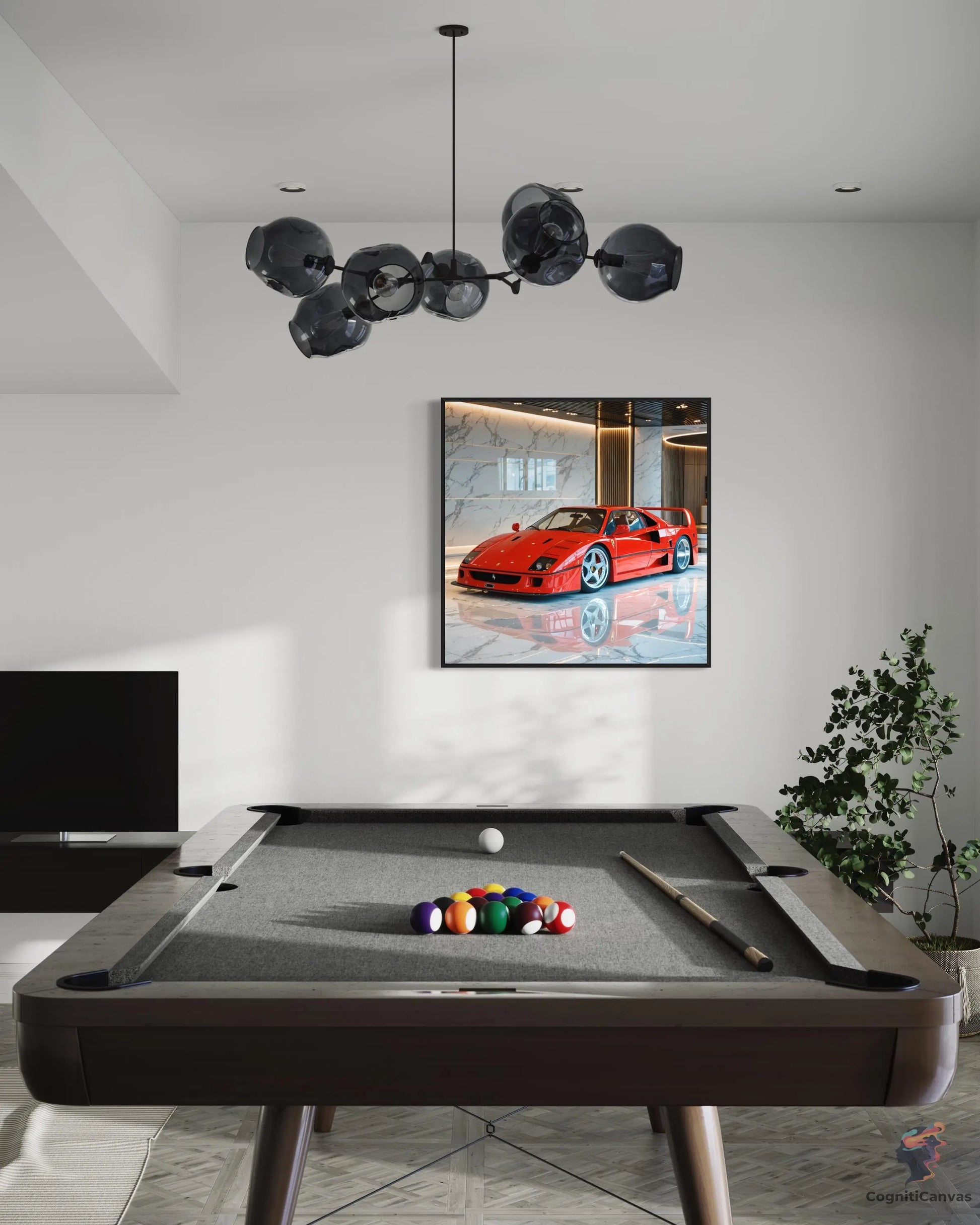 Red Ferrari F40 Digital Art - AI-Generated Supercar Wall Decor CognitiCanvas