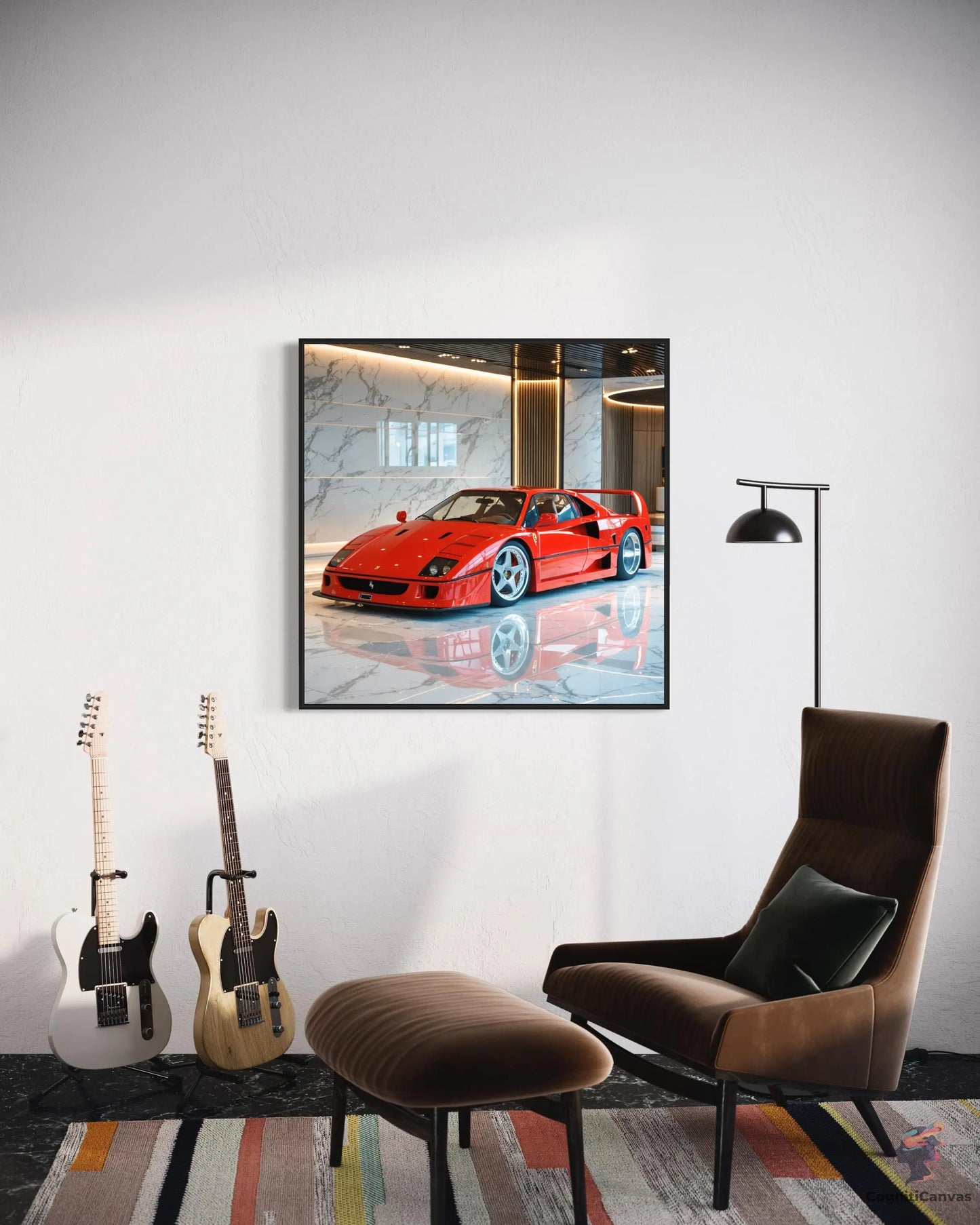 Red Ferrari F40 Digital Art - AI-Generated Supercar Wall Decor CognitiCanvas