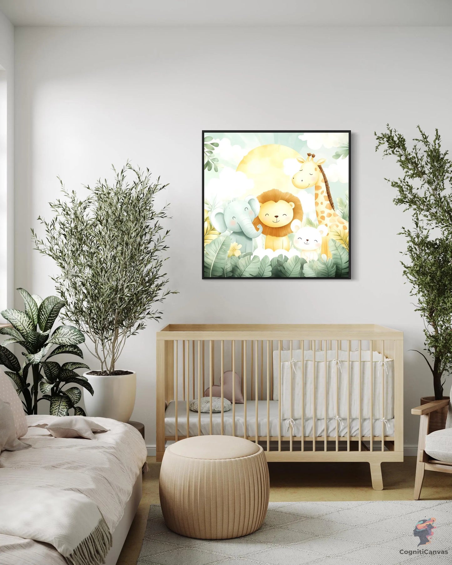 Safari Animal Nursery Wall Art, Cute Lion Elephant Giraffe Bear Digital Download, Jungle Friends Baby Room Decor, Kids Bedroom Playroom Art CognitiCanvas