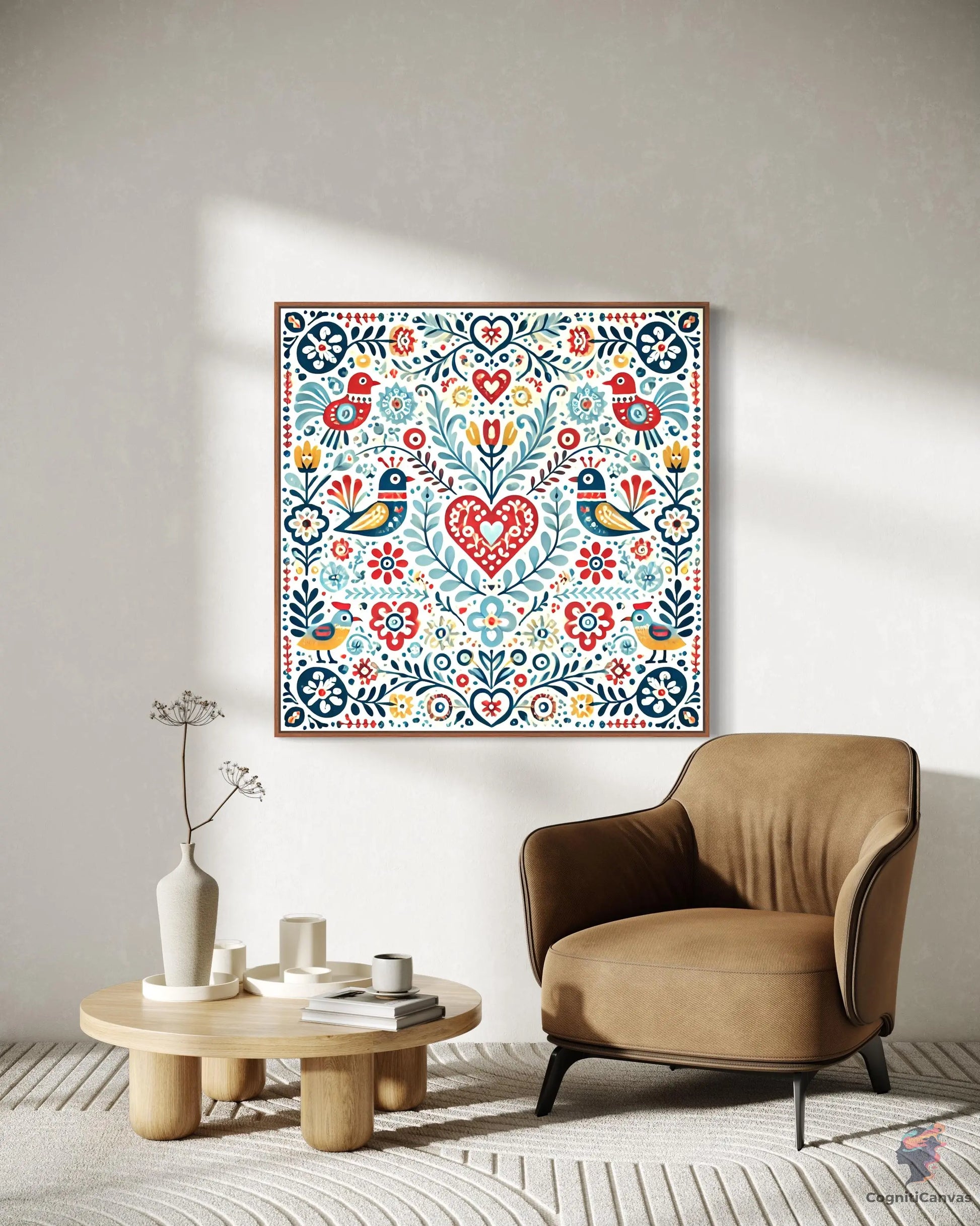 Printable vintage-inspired wall art – Scandinavian birds and florals design