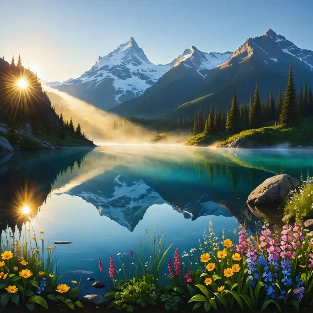 Serene Sunrise | Modern Digital Wall Art CognitiCanvas