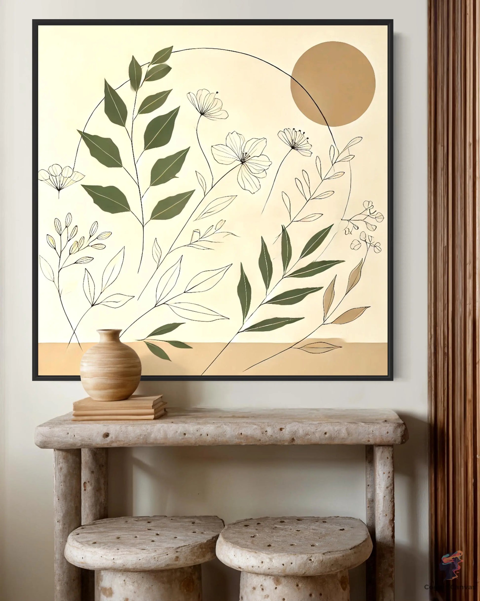 Sunlit Botanical Minimalist Art Print - Nature-Inspired Digital Download CognitiCanvas