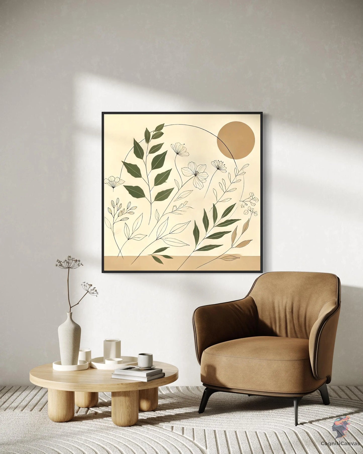 Sunlit Botanical Minimalist Art Print - Nature-Inspired Digital Download CognitiCanvas