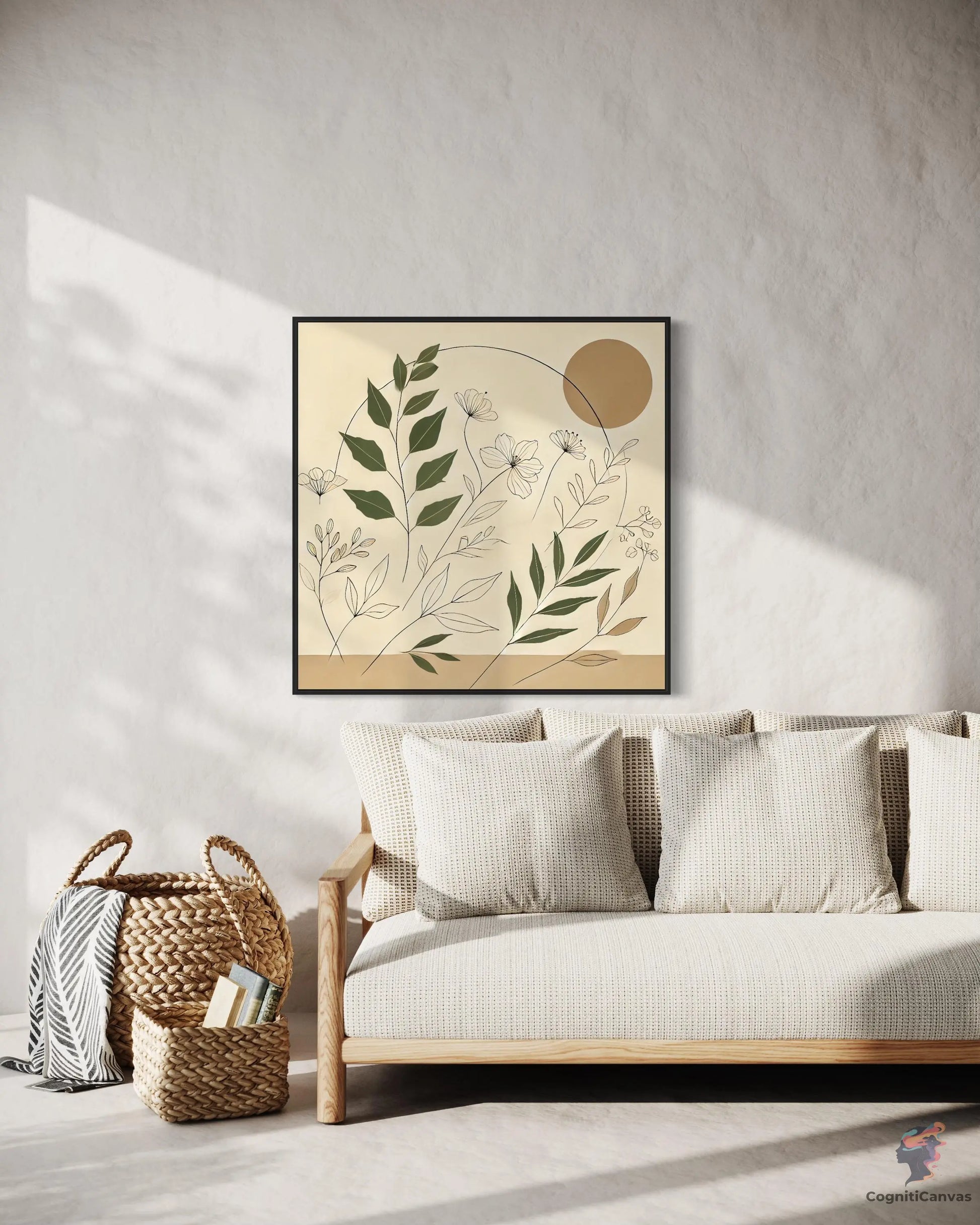 Sunlit Botanical Minimalist Art Print - Nature-Inspired Digital Download CognitiCanvas