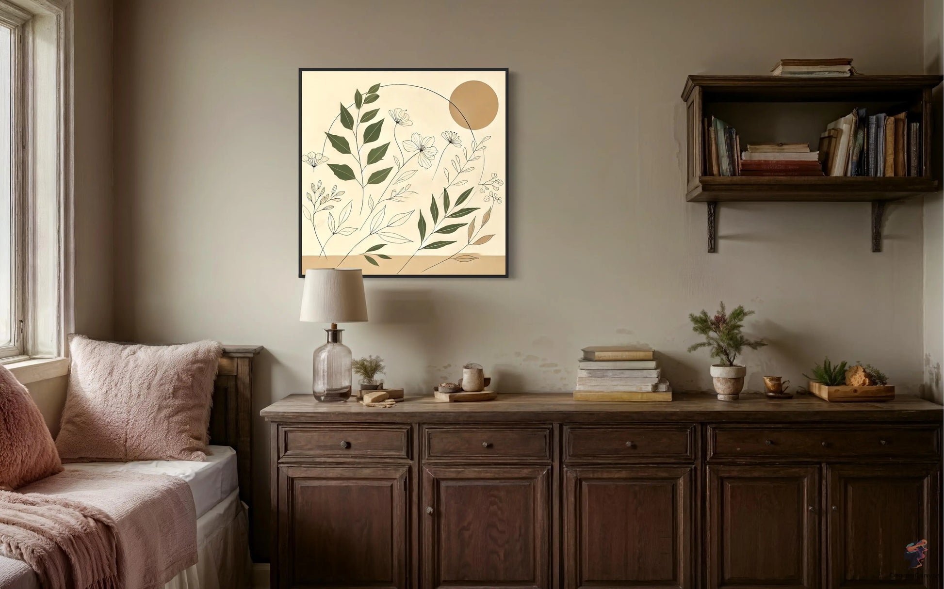 Sunlit Botanical Minimalist Art Print - Nature-Inspired Digital Download CognitiCanvas