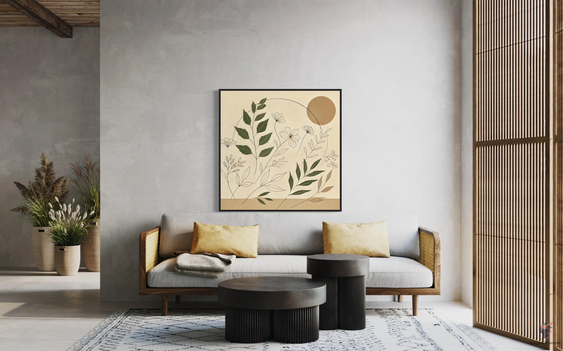 Sunlit Botanical Minimalist Art Print - Nature-Inspired Digital Download CognitiCanvas