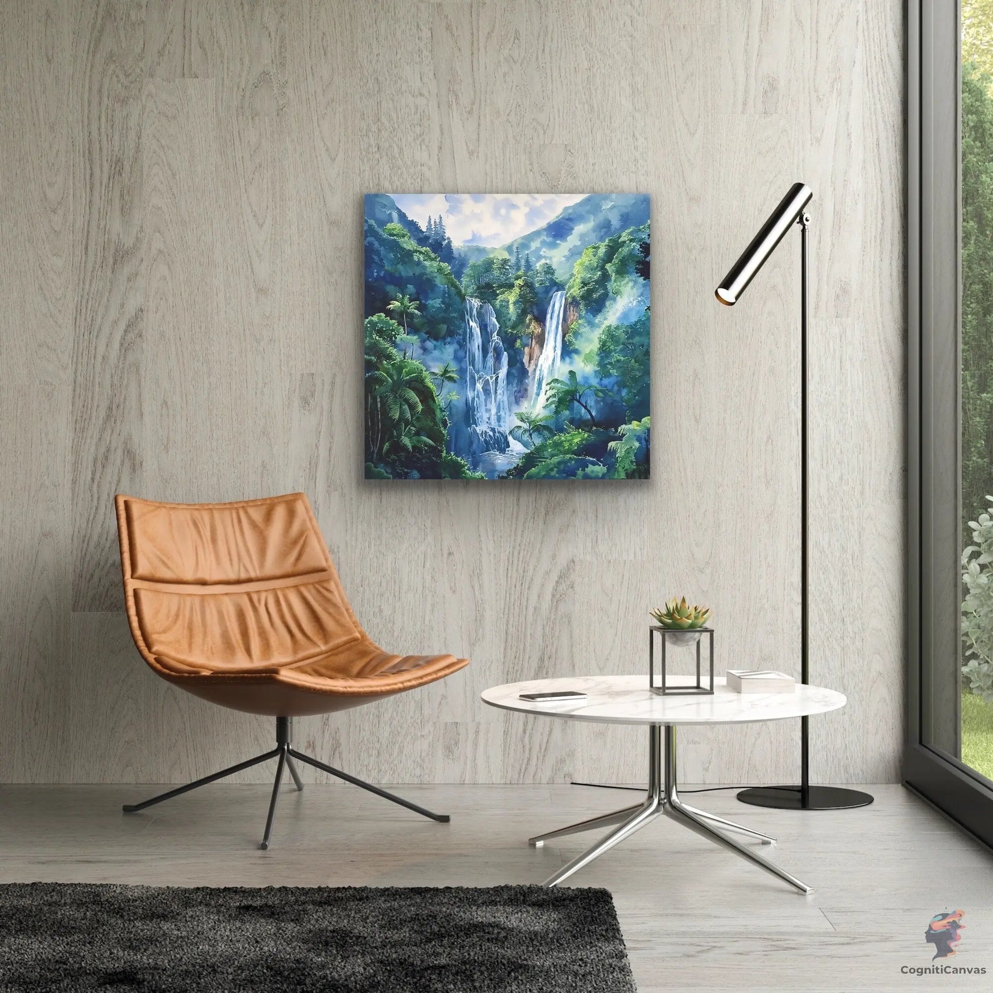 Tranquil Jungle Waterfall Digital Art Print CognitiCanvas