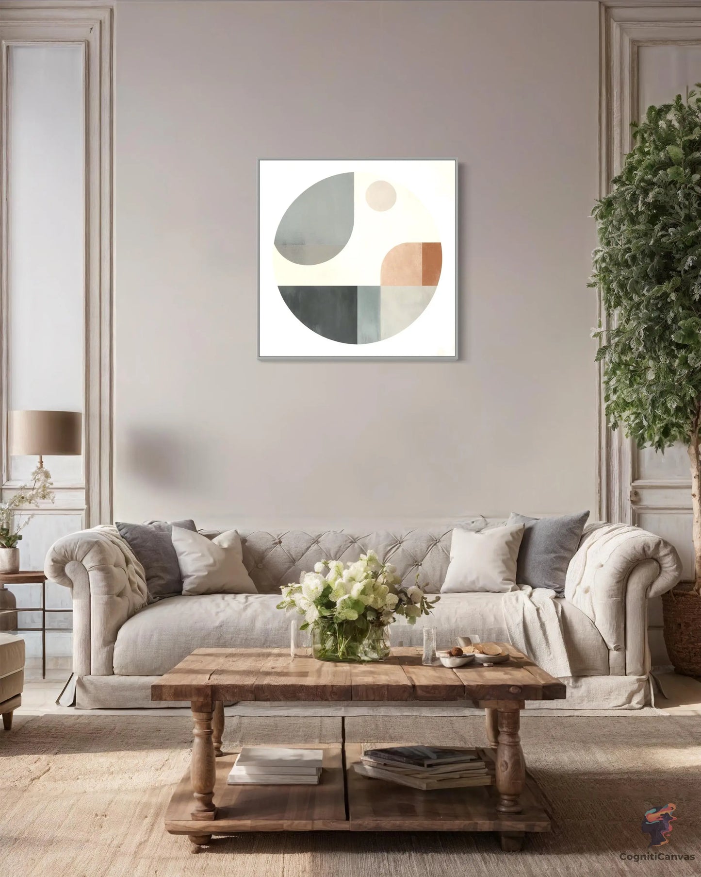 Unique Scandinavian-Style Centered Circular Abstract Art | Modern Digital Wall Art CognitiCanvas