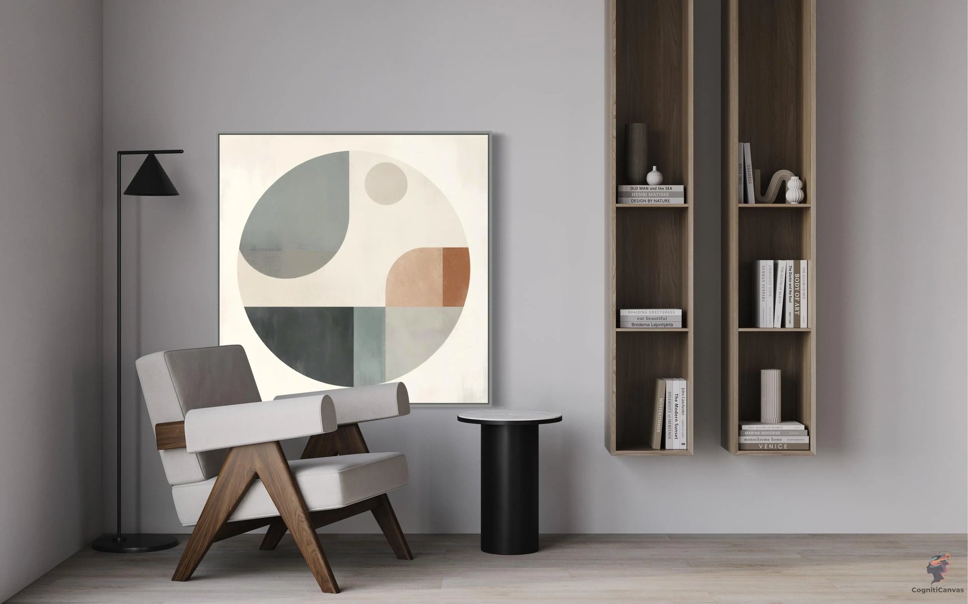 Unique Scandinavian-Style Centered Circular Abstract Art | Modern Digital Wall Art CognitiCanvas