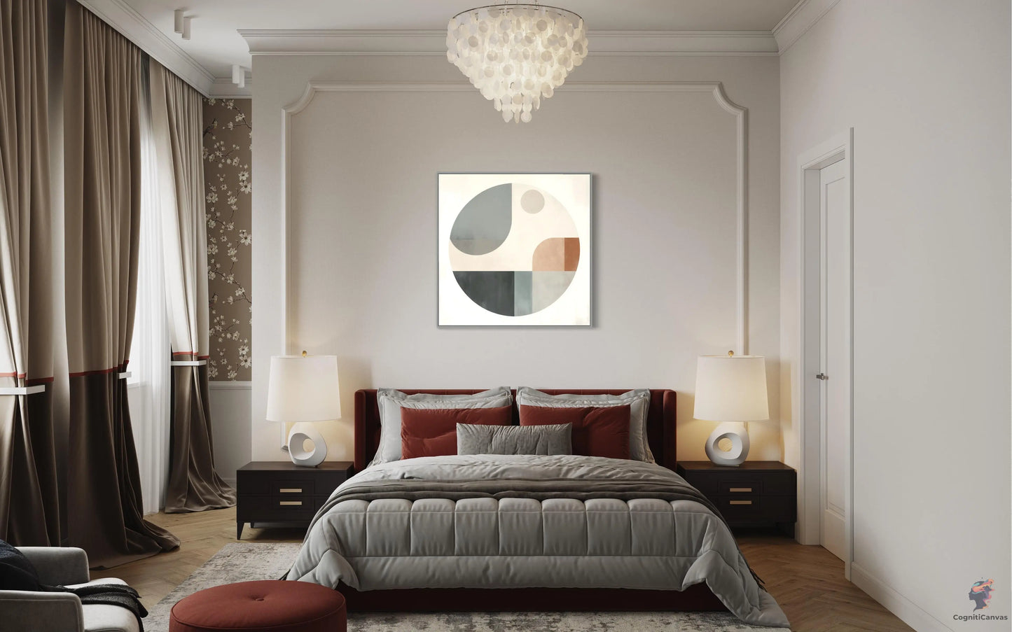 Unique Scandinavian-Style Centered Circular Abstract Art | Modern Digital Wall Art CognitiCanvas