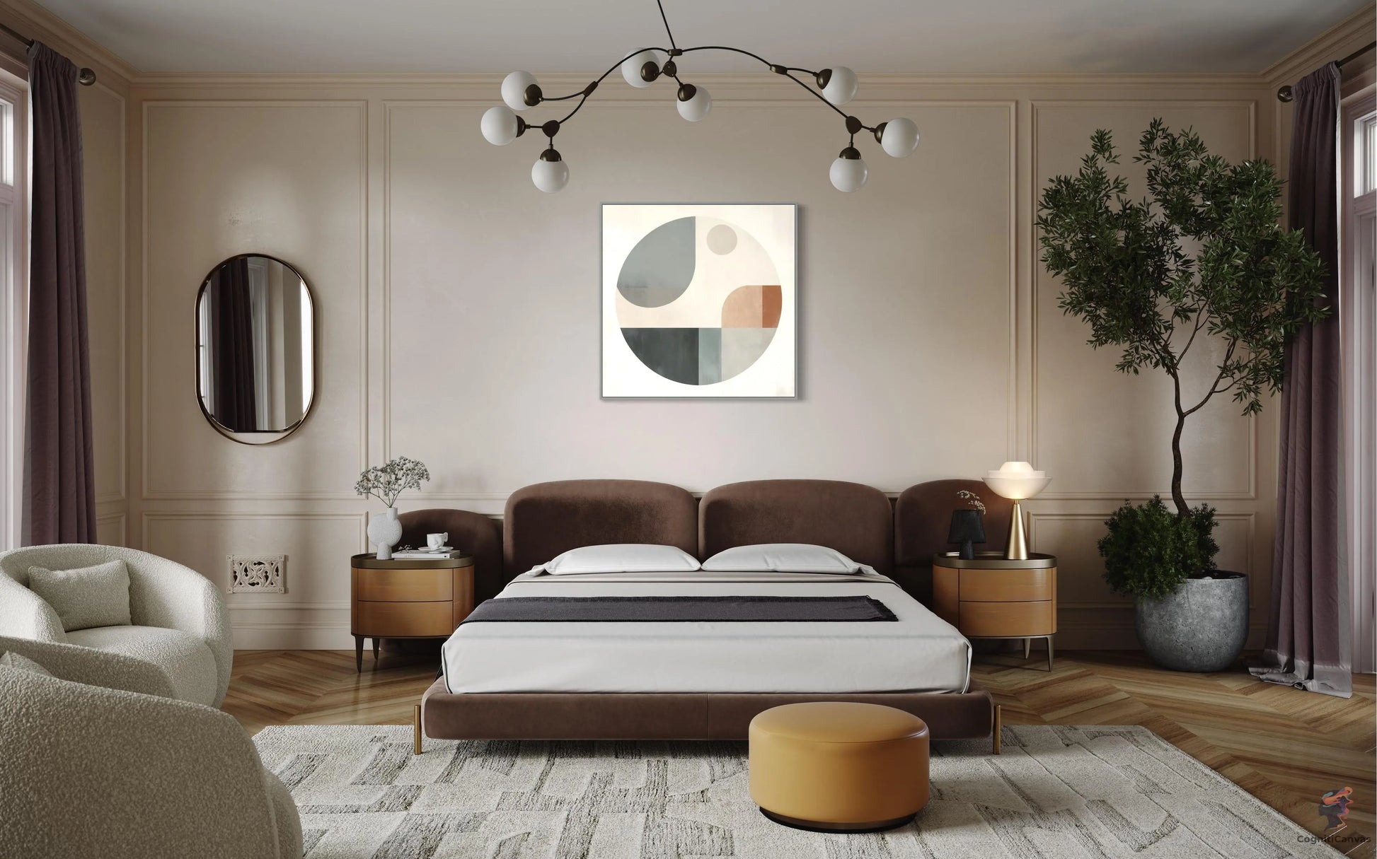 Unique Scandinavian-Style Centered Circular Abstract Art | Modern Digital Wall Art CognitiCanvas