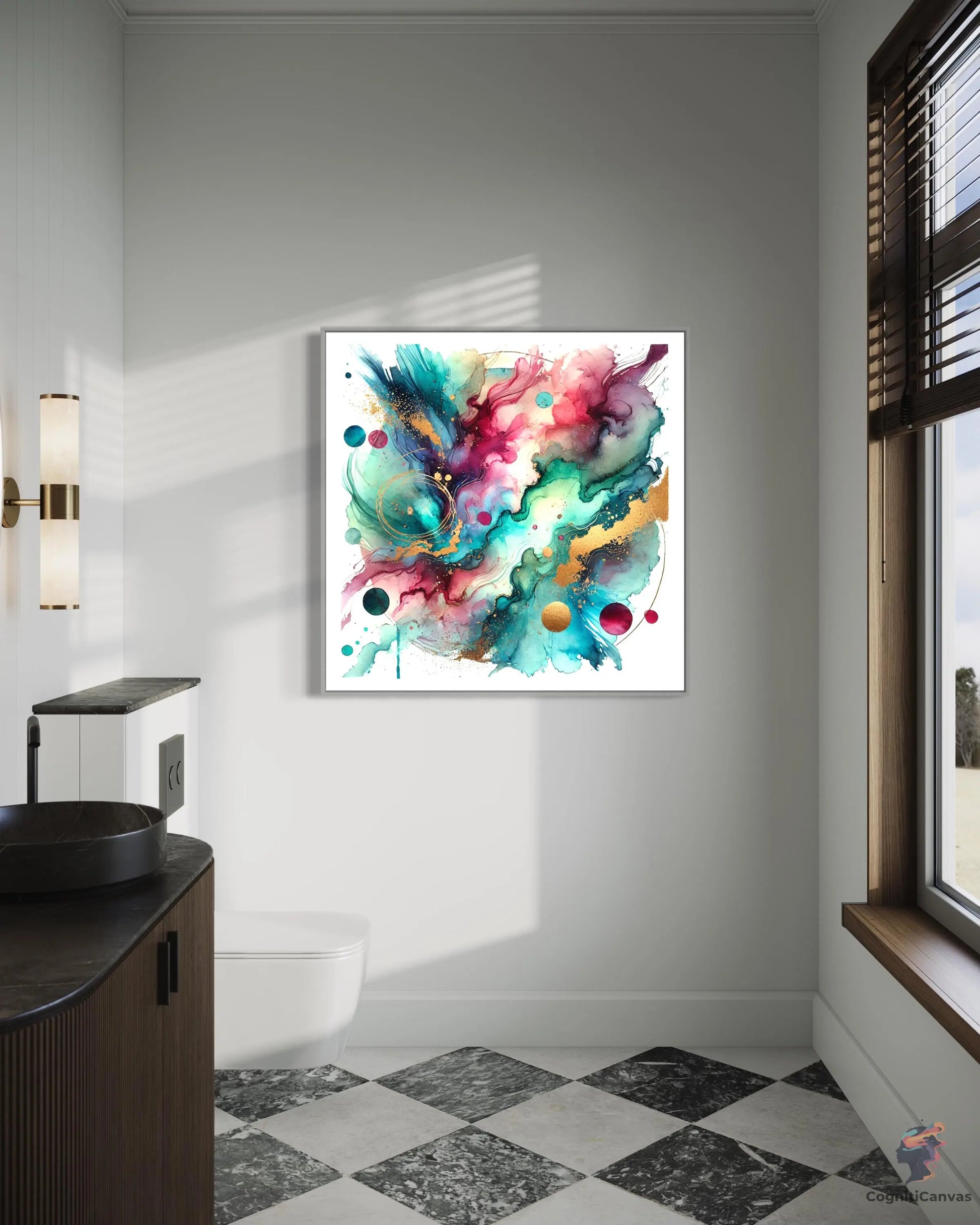 Vibrant Abstract Watercolor Art Print - Fluid Organic Shapes Digital Download CognitiCanvas