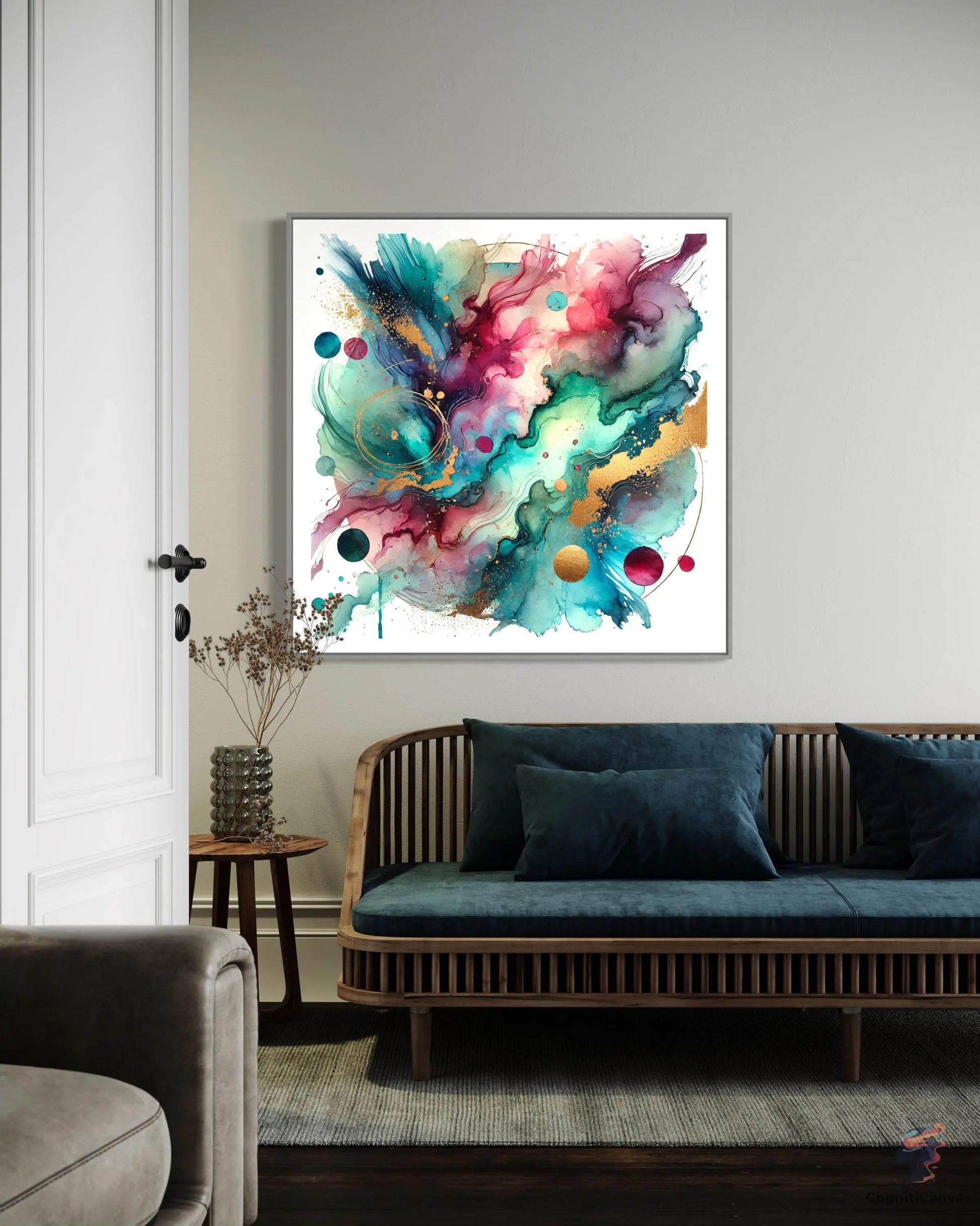 Vibrant Abstract Watercolor Art Print - Fluid Organic Shapes Digital Download CognitiCanvas