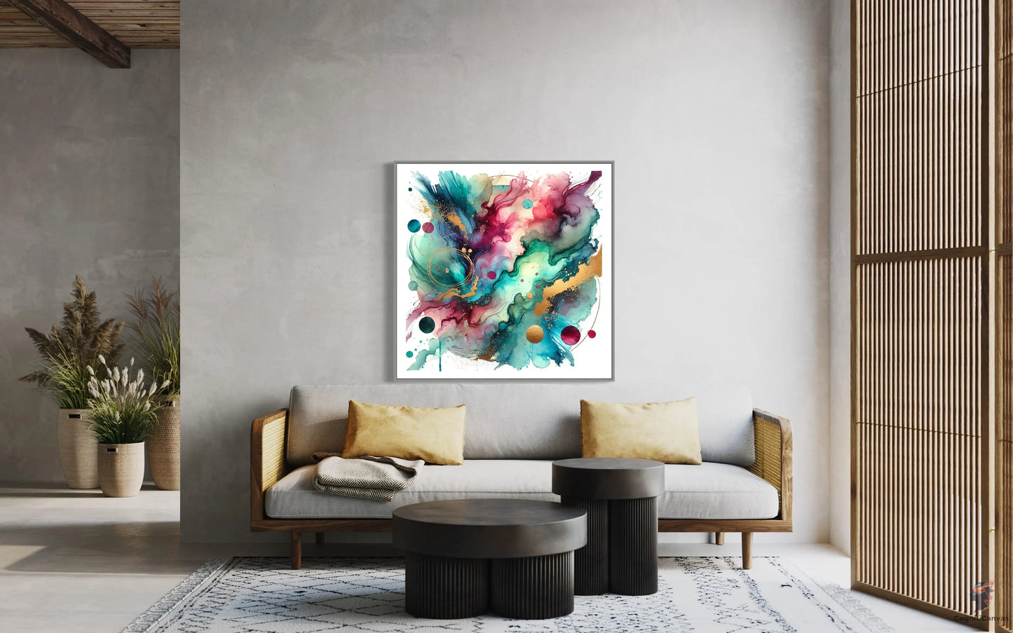 Vibrant Abstract Watercolor Art Print - Fluid Organic Shapes Digital Download CognitiCanvas