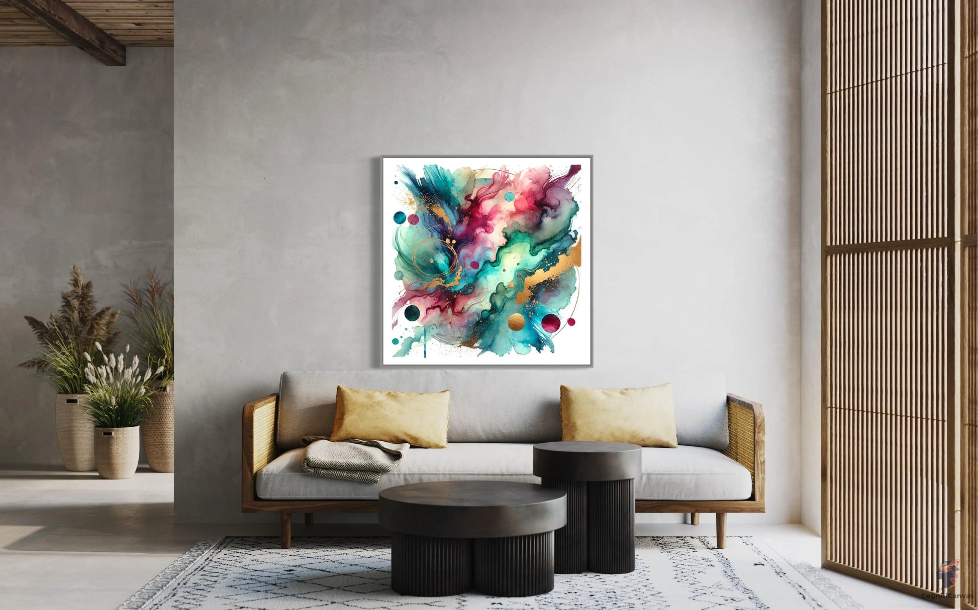 Vibrant Abstract Watercolor Art Print - Fluid Organic Shapes Digital Download CognitiCanvas