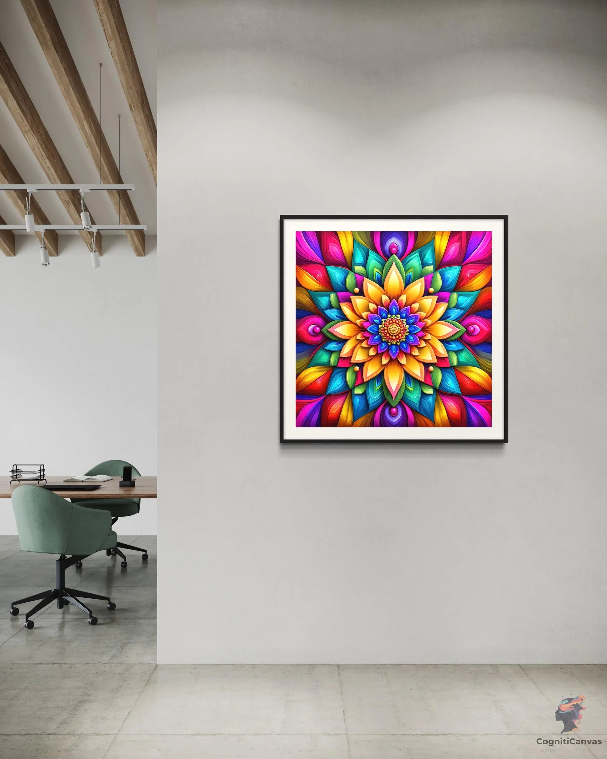 High-resolution AI art featuring colorful abstract flower design