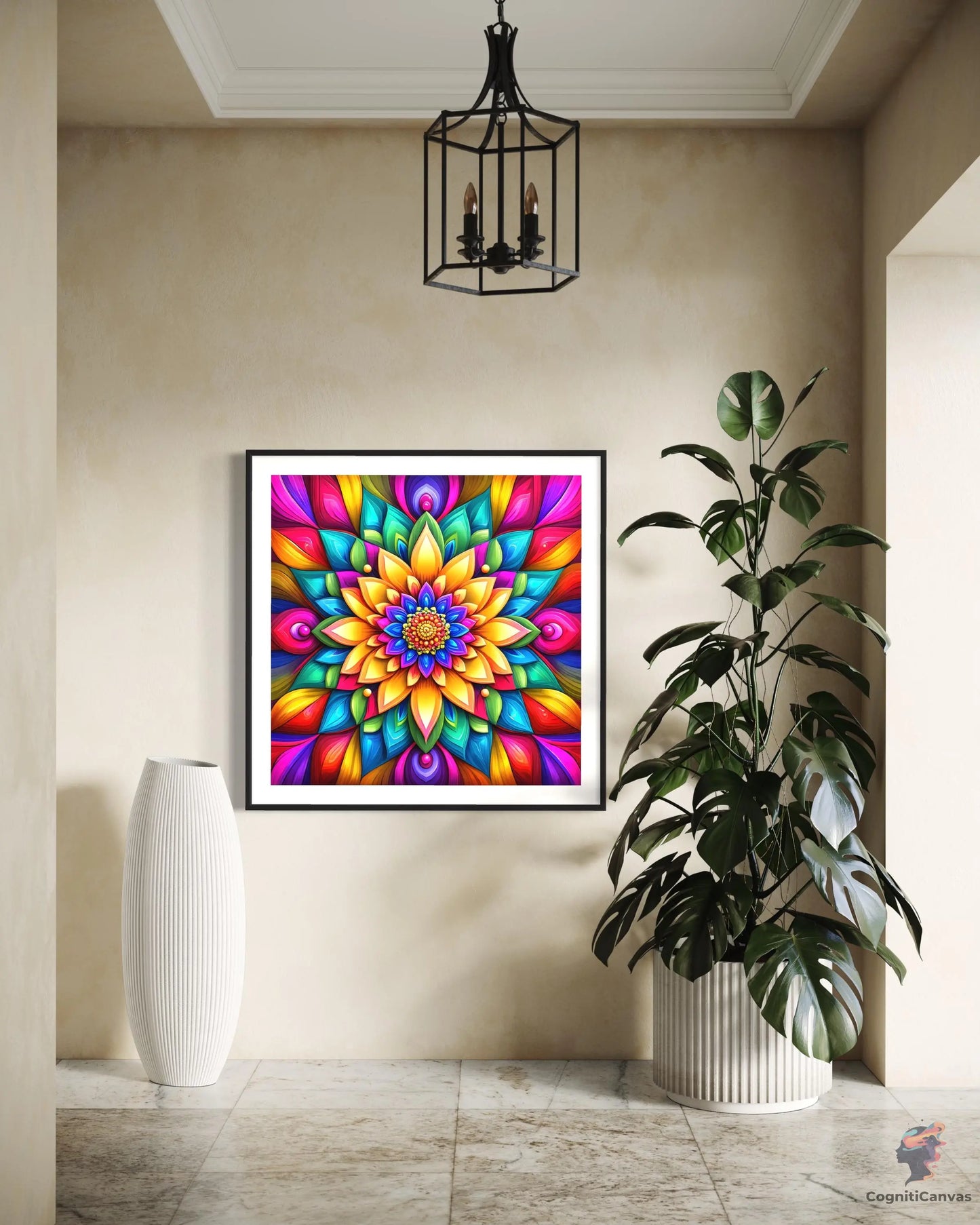 High-quality AI-generated art featuring vibrant abstract flower design