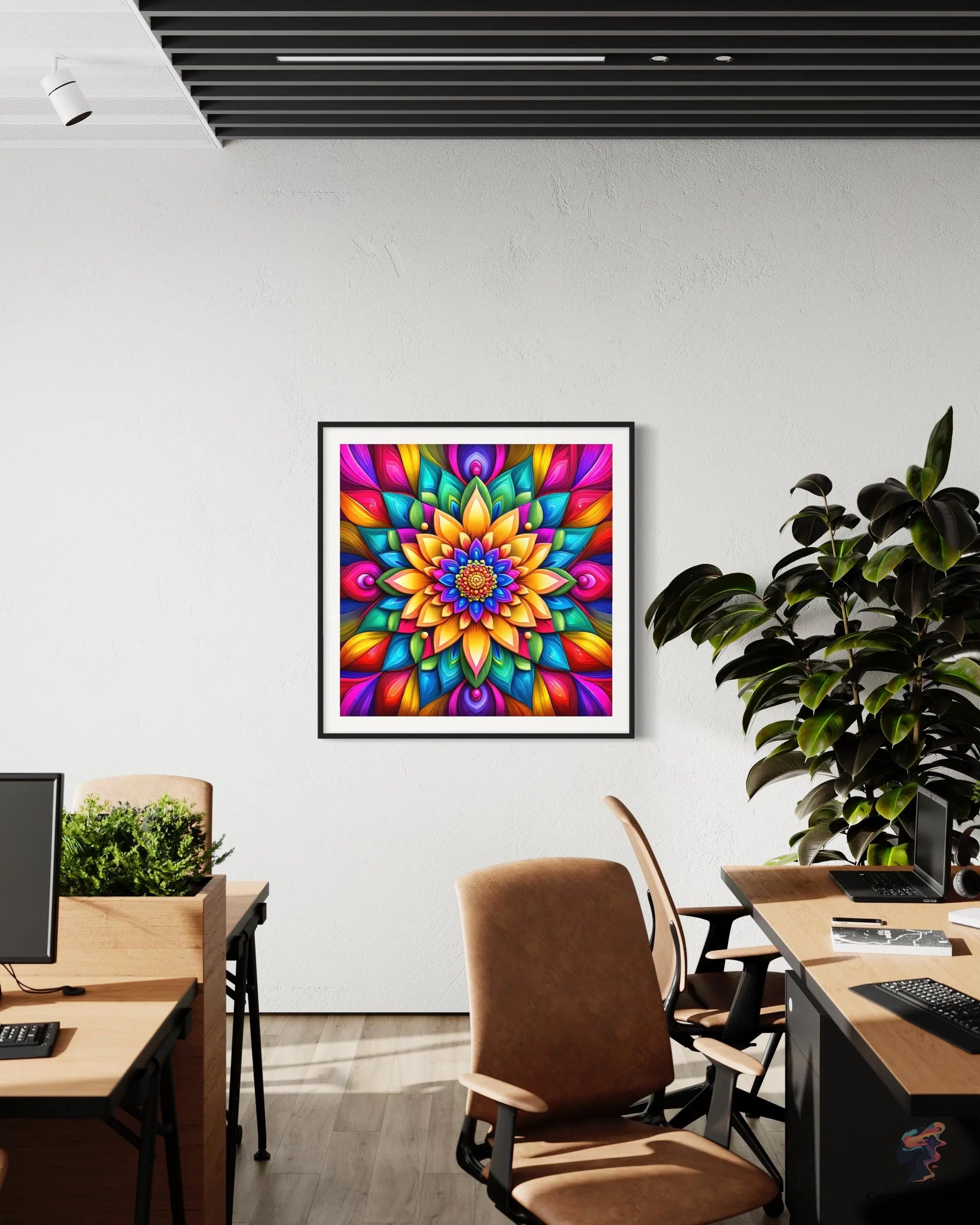 Modern AI-generated digital art of abstract floral patterns in vibrant colors