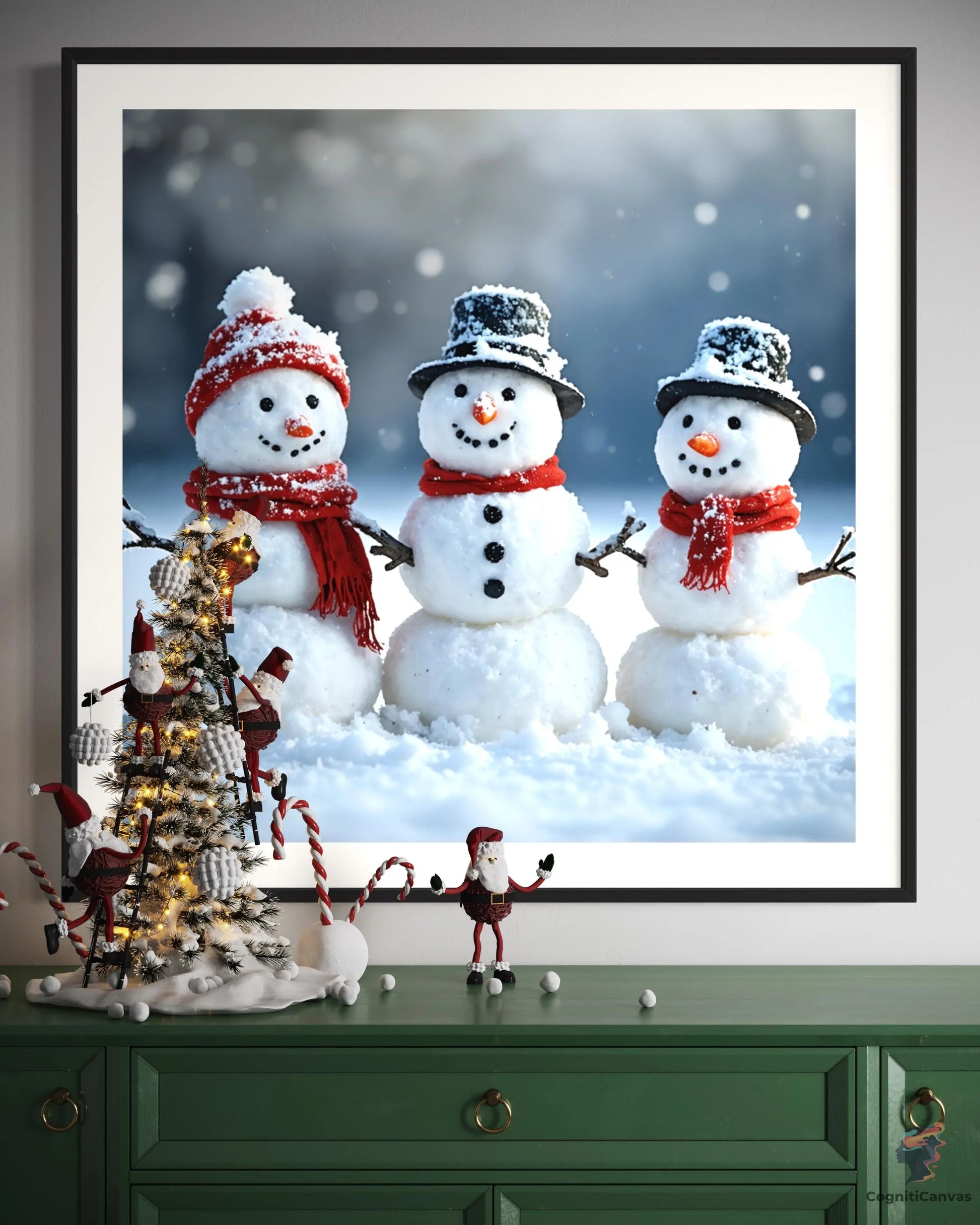 Printable AI-generated snowman artwork - ideal for festive home decoration